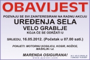 RADNA AKCIJA, SRIJEDA 16.05.2012. u 07.00 sati